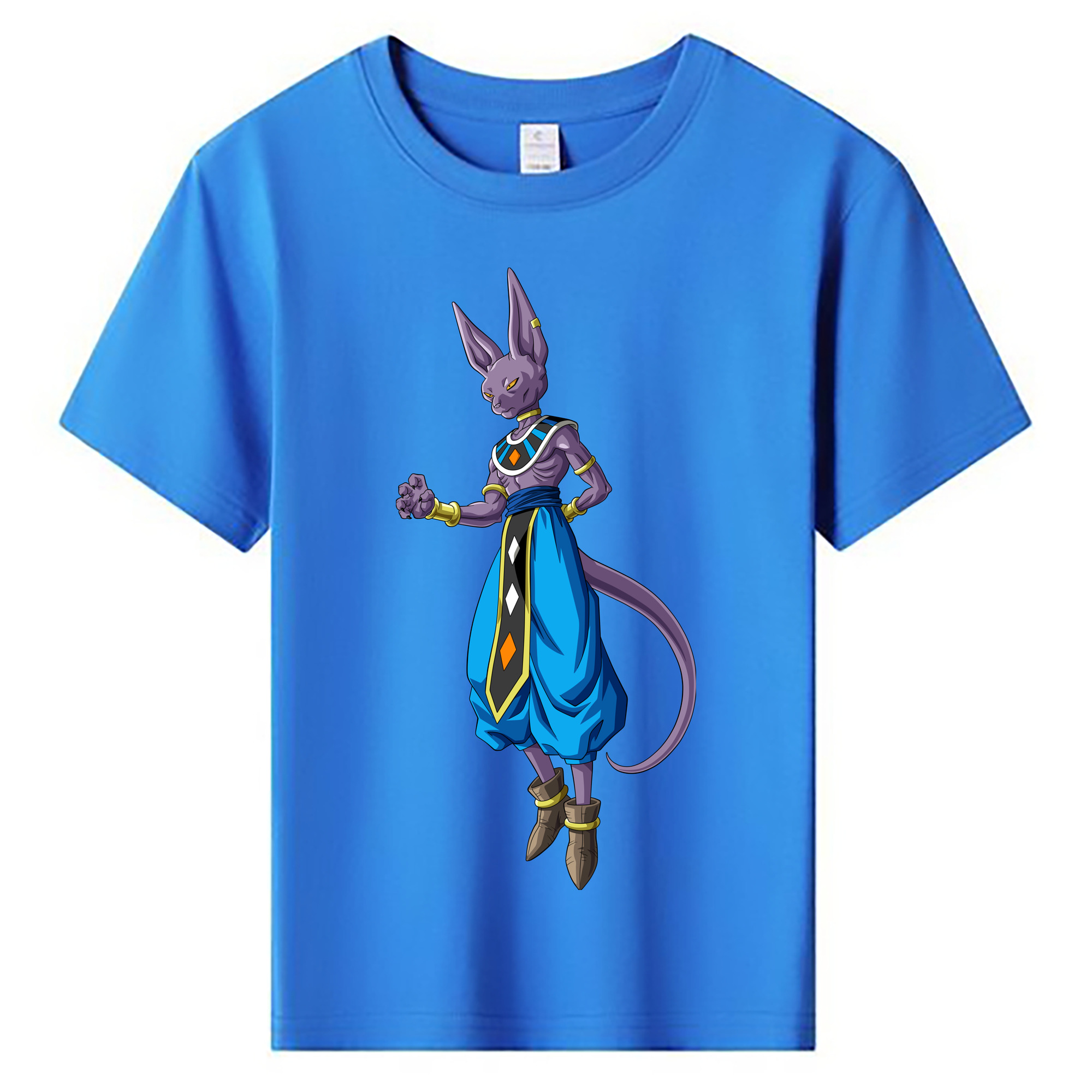（画像用） ドラゴンボール ビルス 破壊神ビルス DRAGON BALL Beerus Birusu 綿100％キッズTシャツ（フロントプリント）